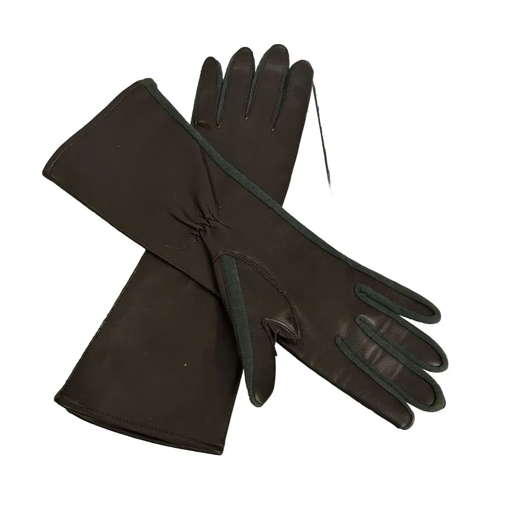 Vintage Opera Length Long Gloves Party Plain Evening Vinyl Gloves Brown Japan